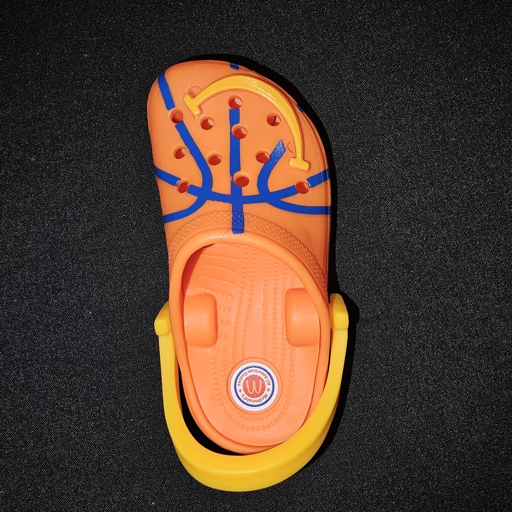 Orange Basketball Sandal with Yellow Strap CROCS BAG ACCESSORY.
